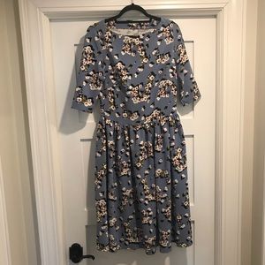 Vitagrad Blue Floral Long Dress, Side Zipper